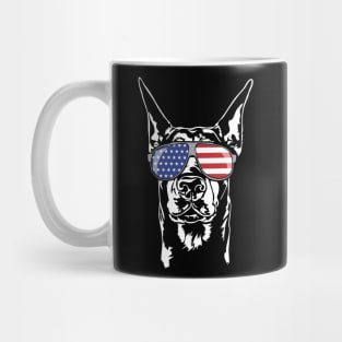 Doberman Pinscher American Flag sunglasses patriotic dog Mug